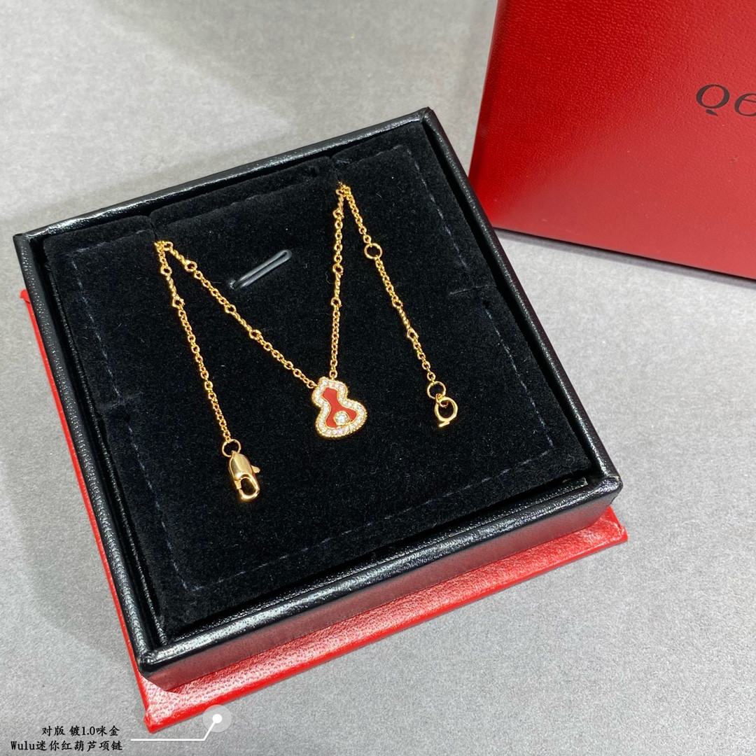 Qeelin Mini Diamond Red Gourd Necklace