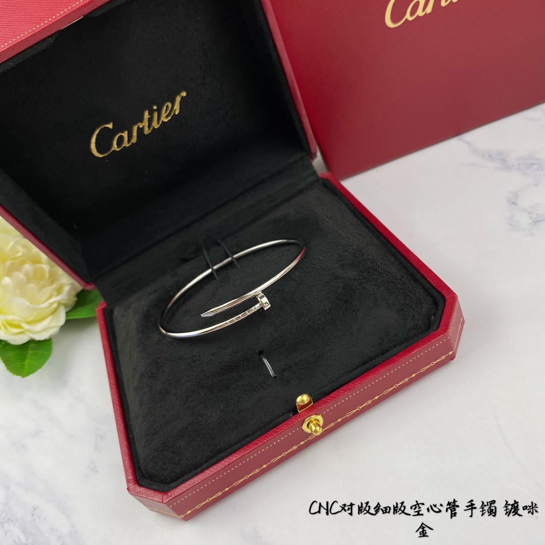 Cartier Thin Hollow Tube Polished Nail Bracelet