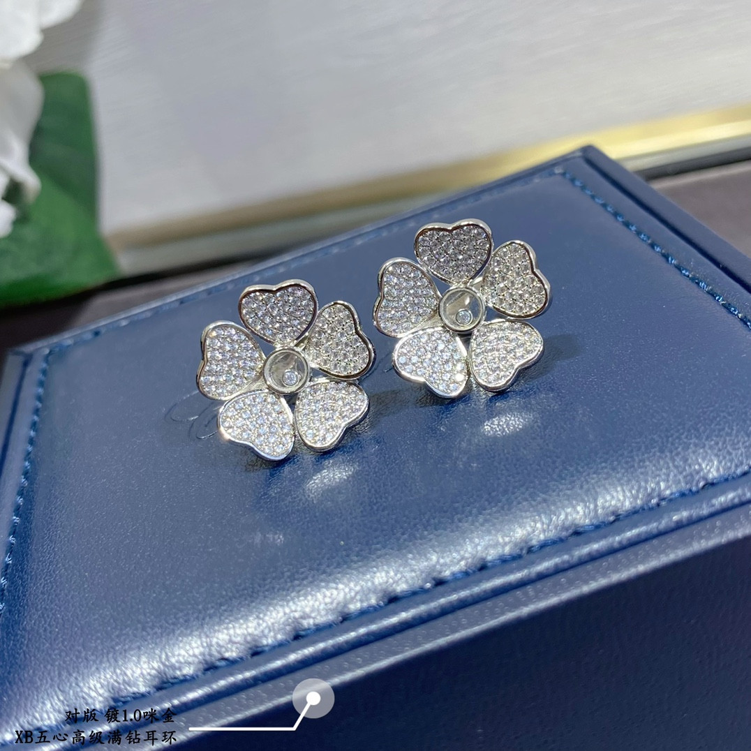 chopard five He**ts full diamond earrings