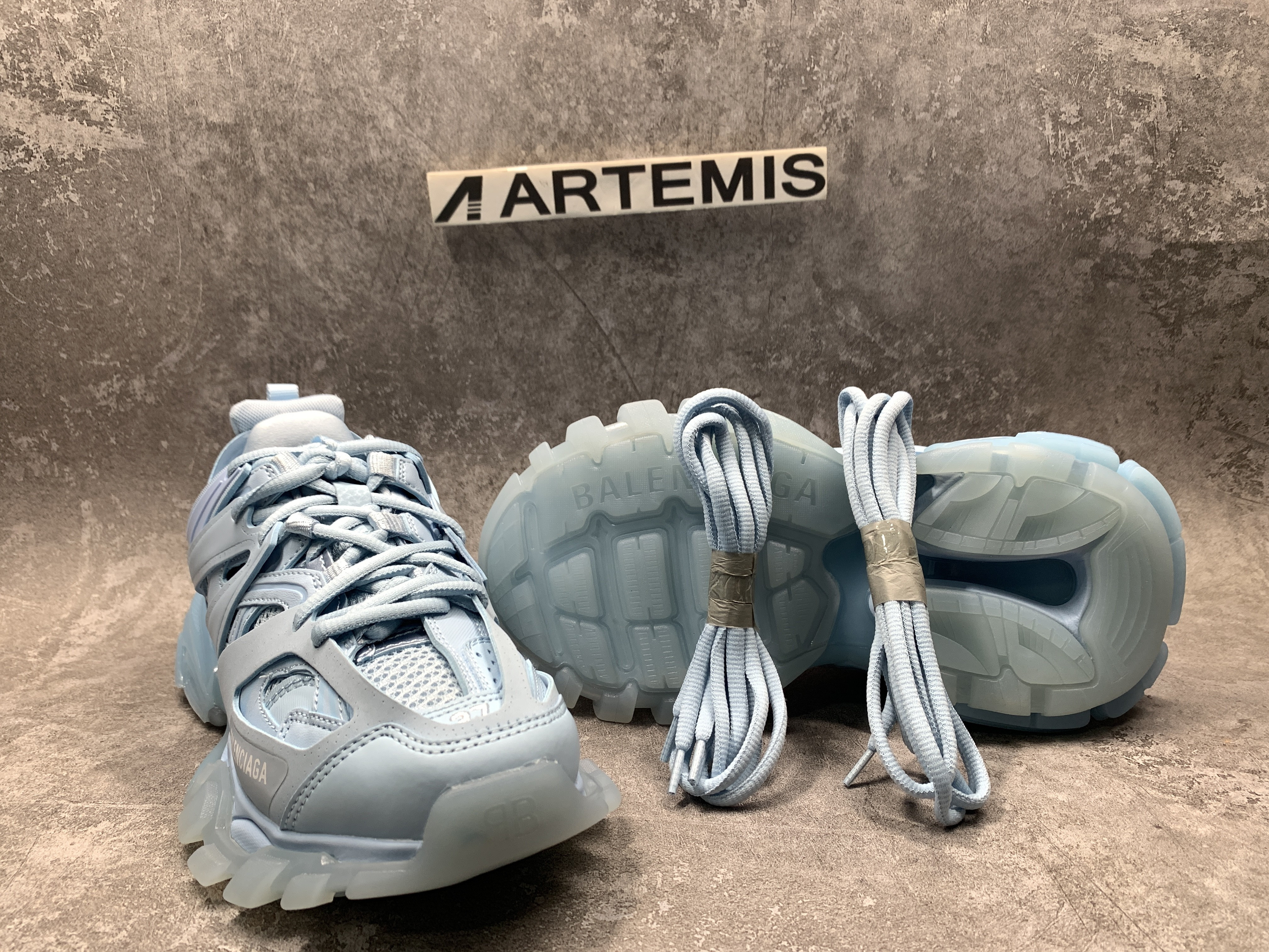 Balenciga Track Sneaker Clear Sole Light Blue