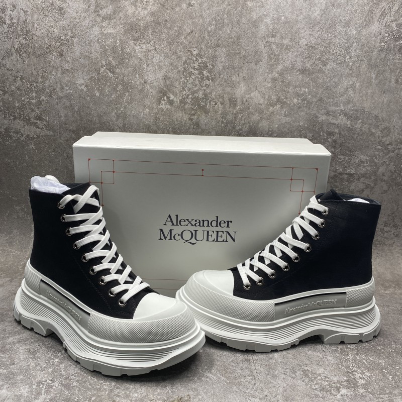 Alexander McQueen Tread Slick High Lace Up Boot Black White