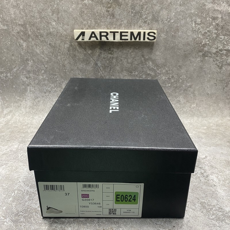 Chanel White Ivory Cc Sneakers