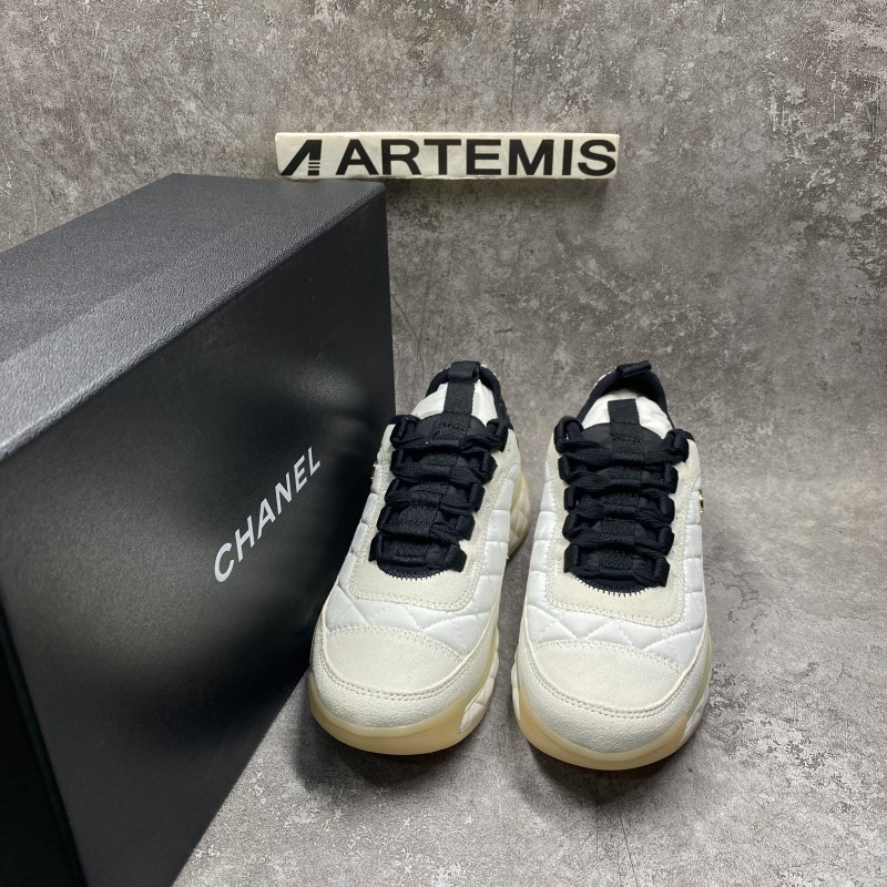 Chanel White Ivory Cc Sneakers