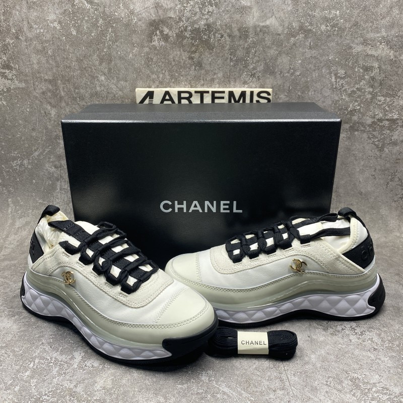 Chanel Velvet Calfskin & Mixed Fibers Sneaker Ivory