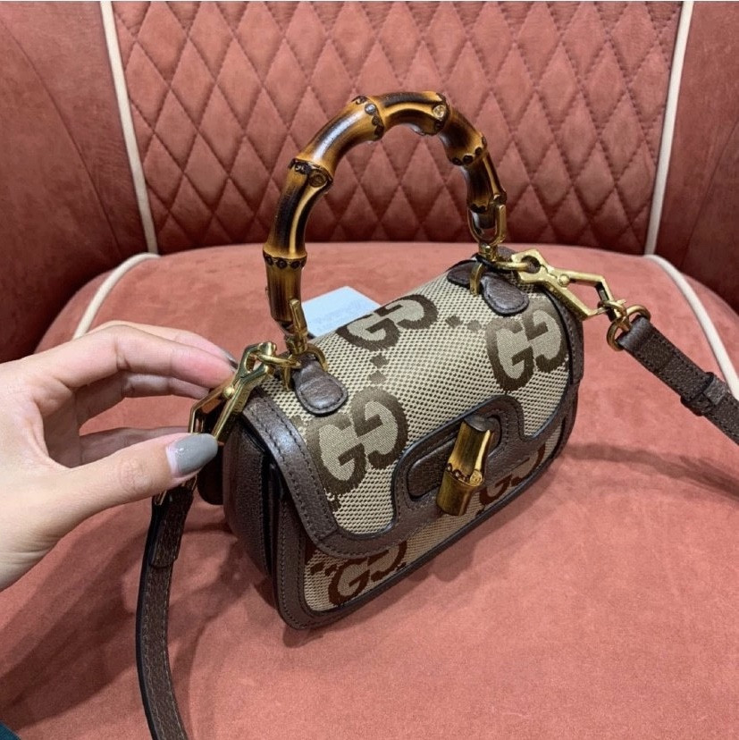Gucci Mini Bamboo Handbag with Super Double G
