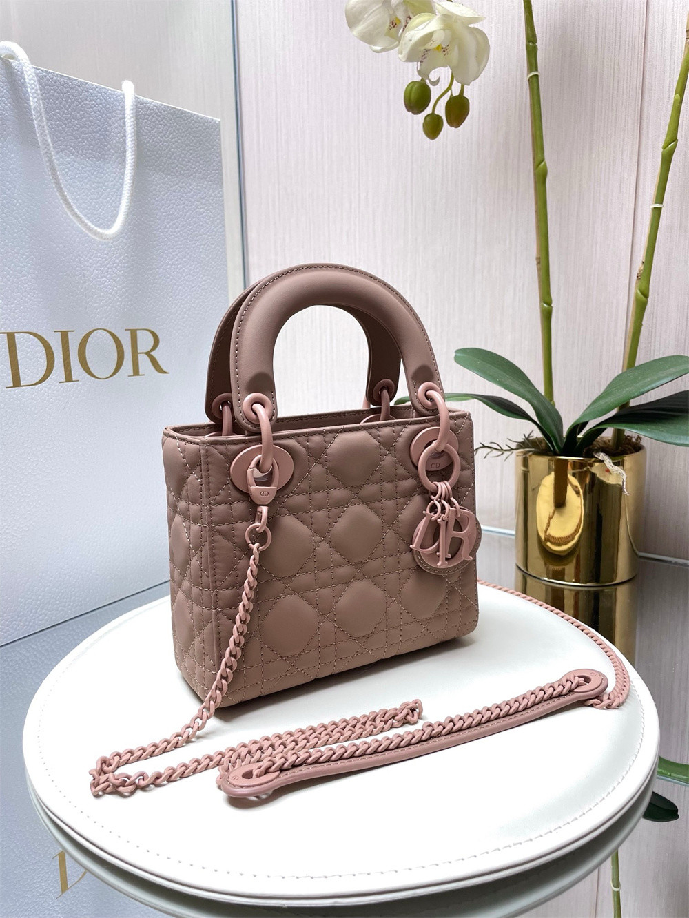 Mini Lady Dior Bag 6.5 x 6 x 3 inches