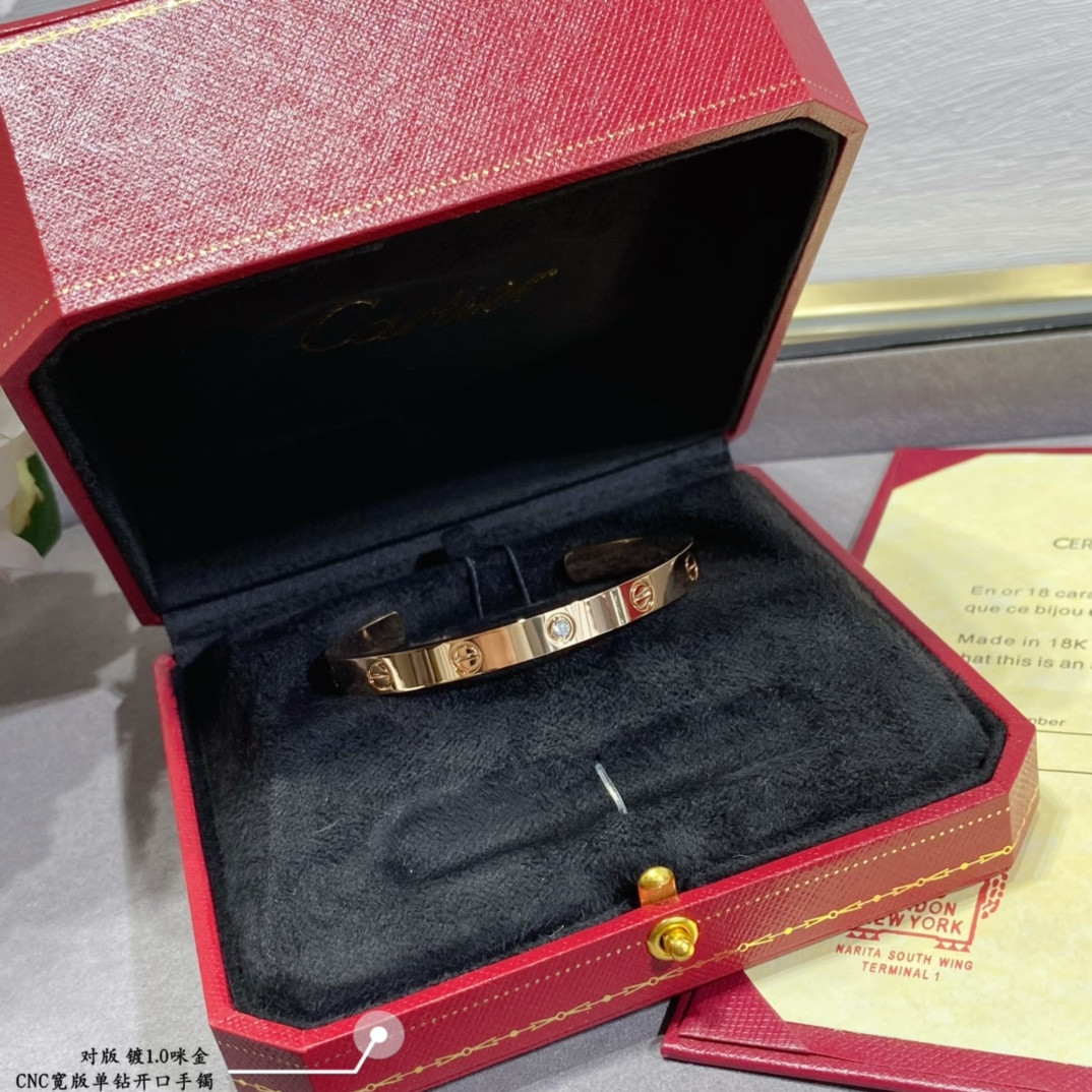 Cartier wide single diamond open LOVE Bracelet