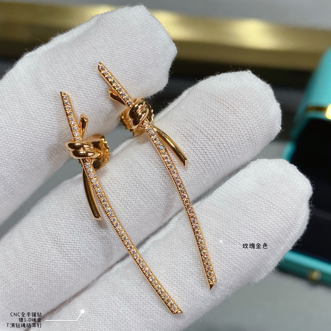 Tiffany & Co. Full Diamond Knot Stud Earrings