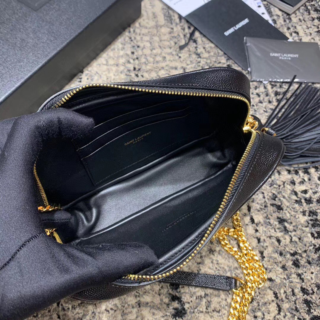 YSL LOU MINI BAG IN QUILTED MATTE CRINKLED LEATHER