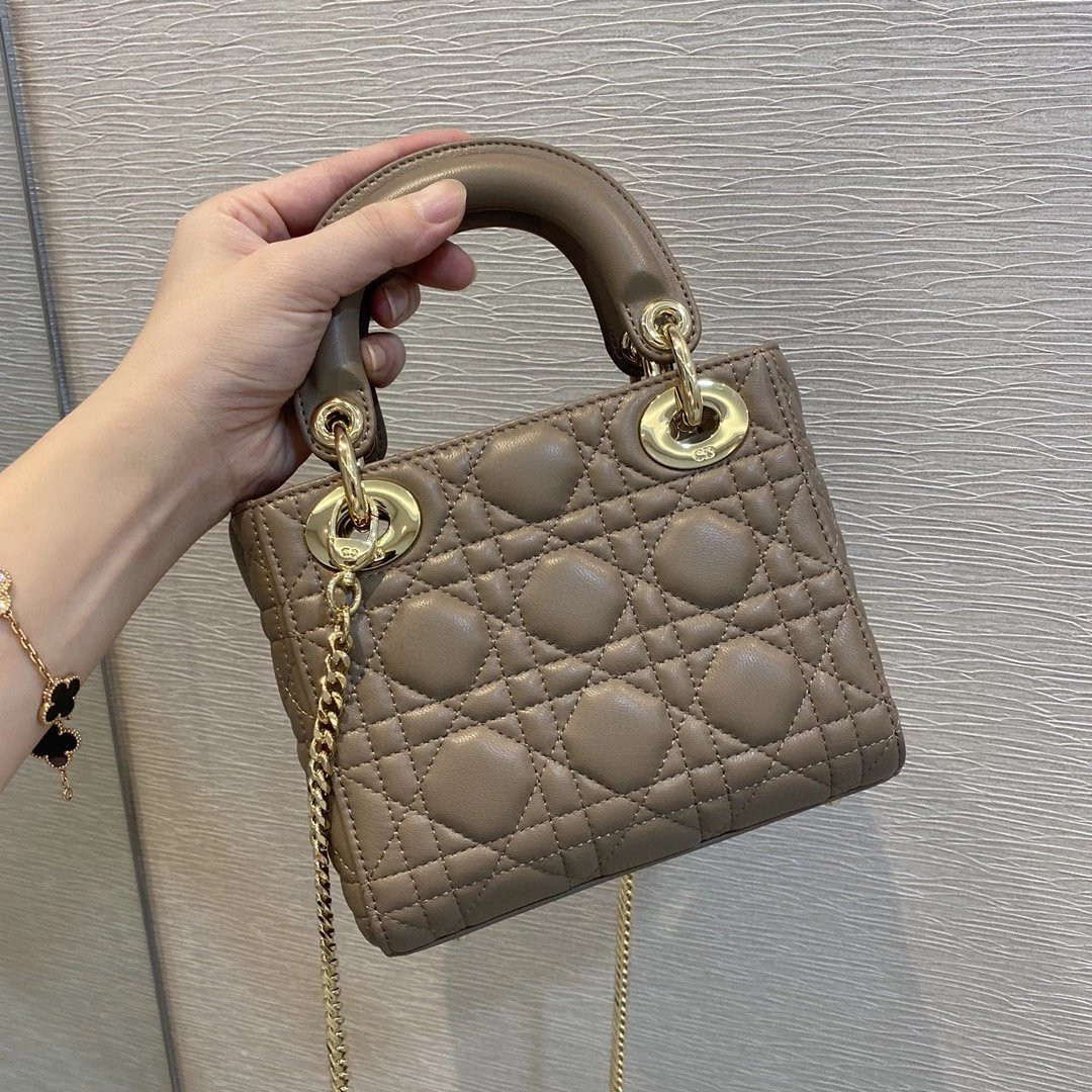 MINI LADY DIOR DIORAMOUR BAG 6.5 x 6 x 3 inches