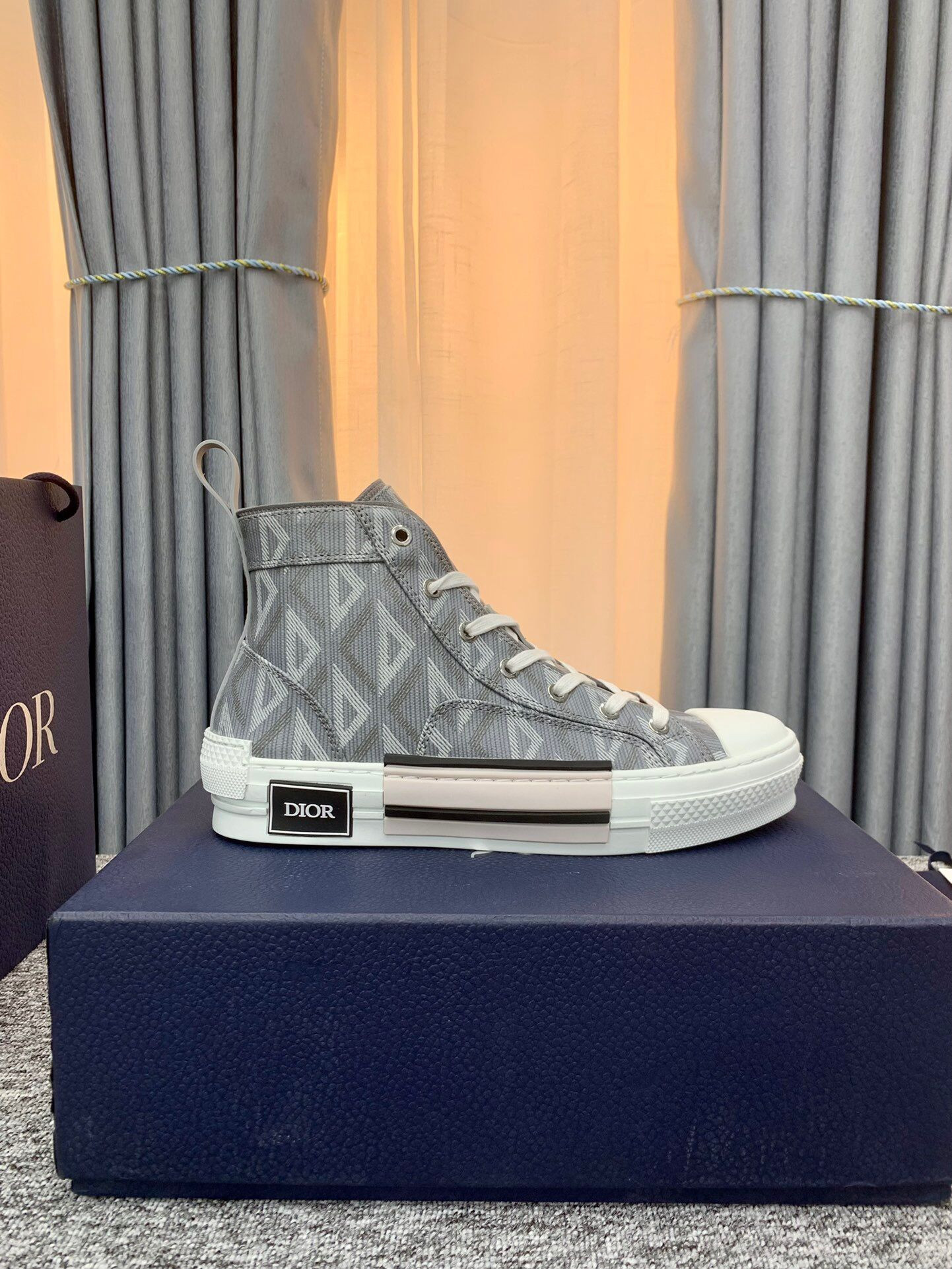 Dior B23 High Top Gray CD Diamond