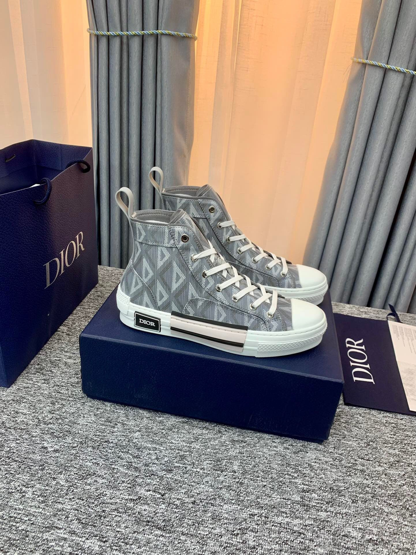 Dior B23 High Top Gray CD Diamond