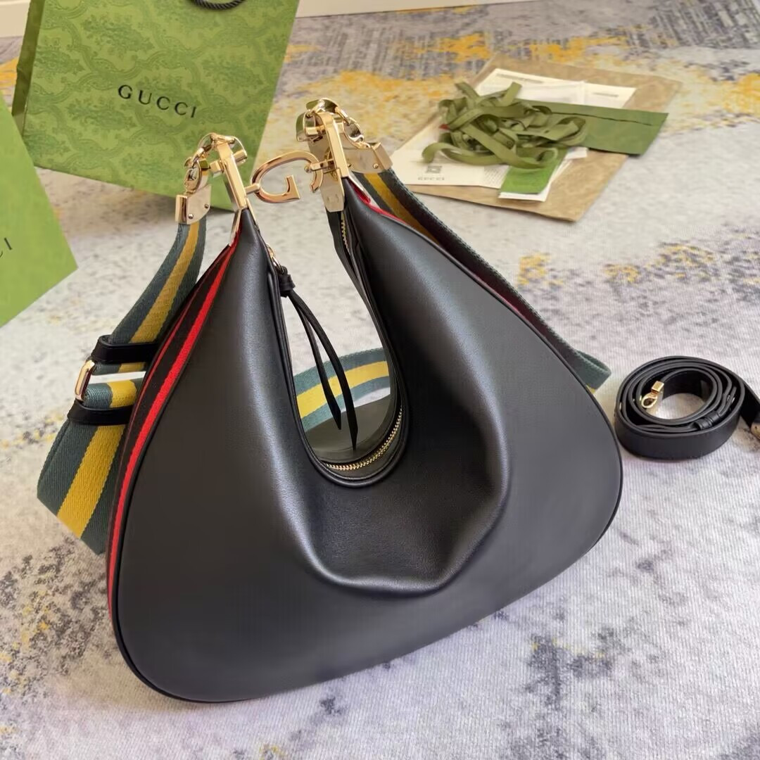 GUCCI ATTACHE MEDIUM SHOULDER BAG BLACK 13.8″W x 12.6″H x 2.4″D