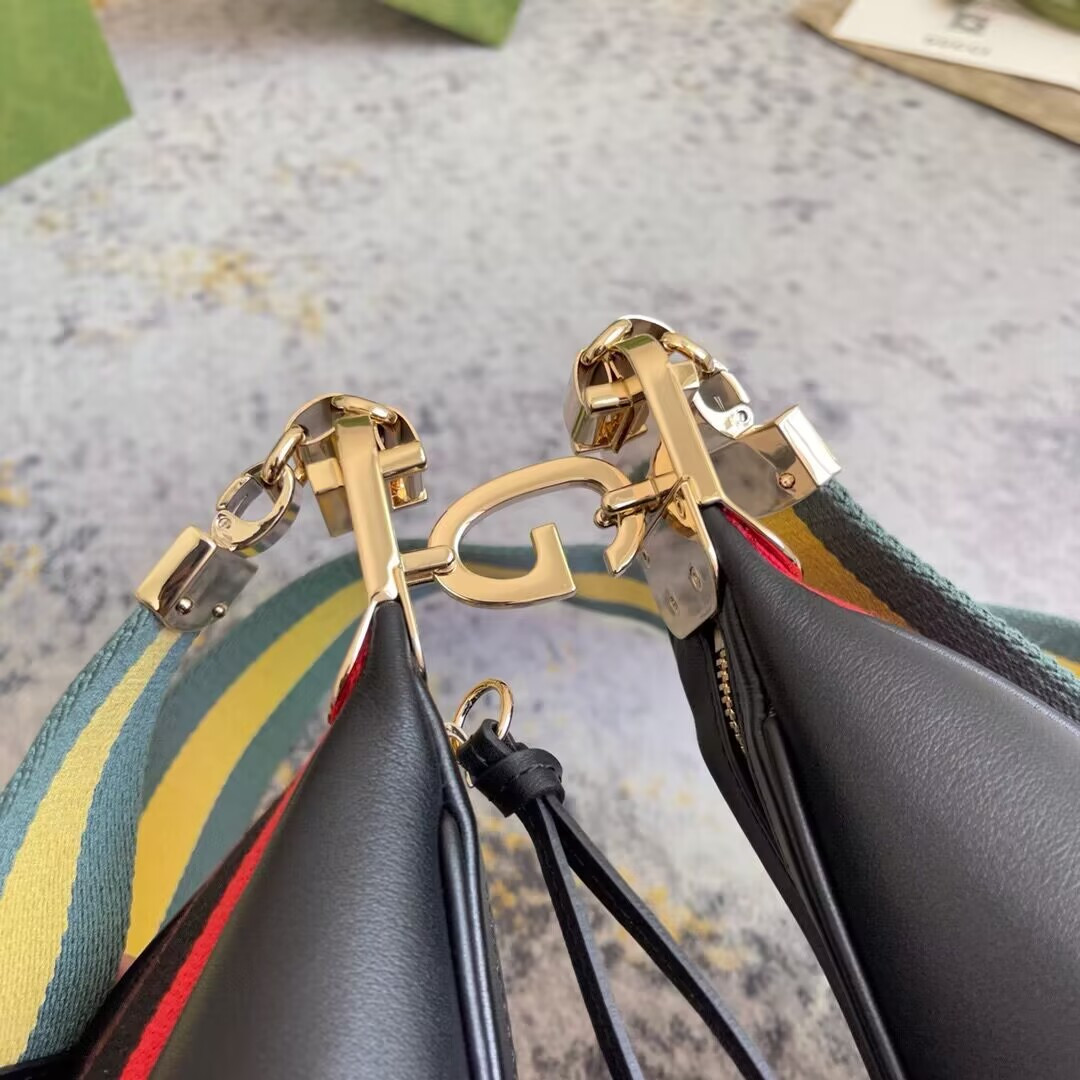 GUCCI ATTACHE MEDIUM SHOULDER BAG BLACK 13.8″W x 12.6″H x 2.4″D