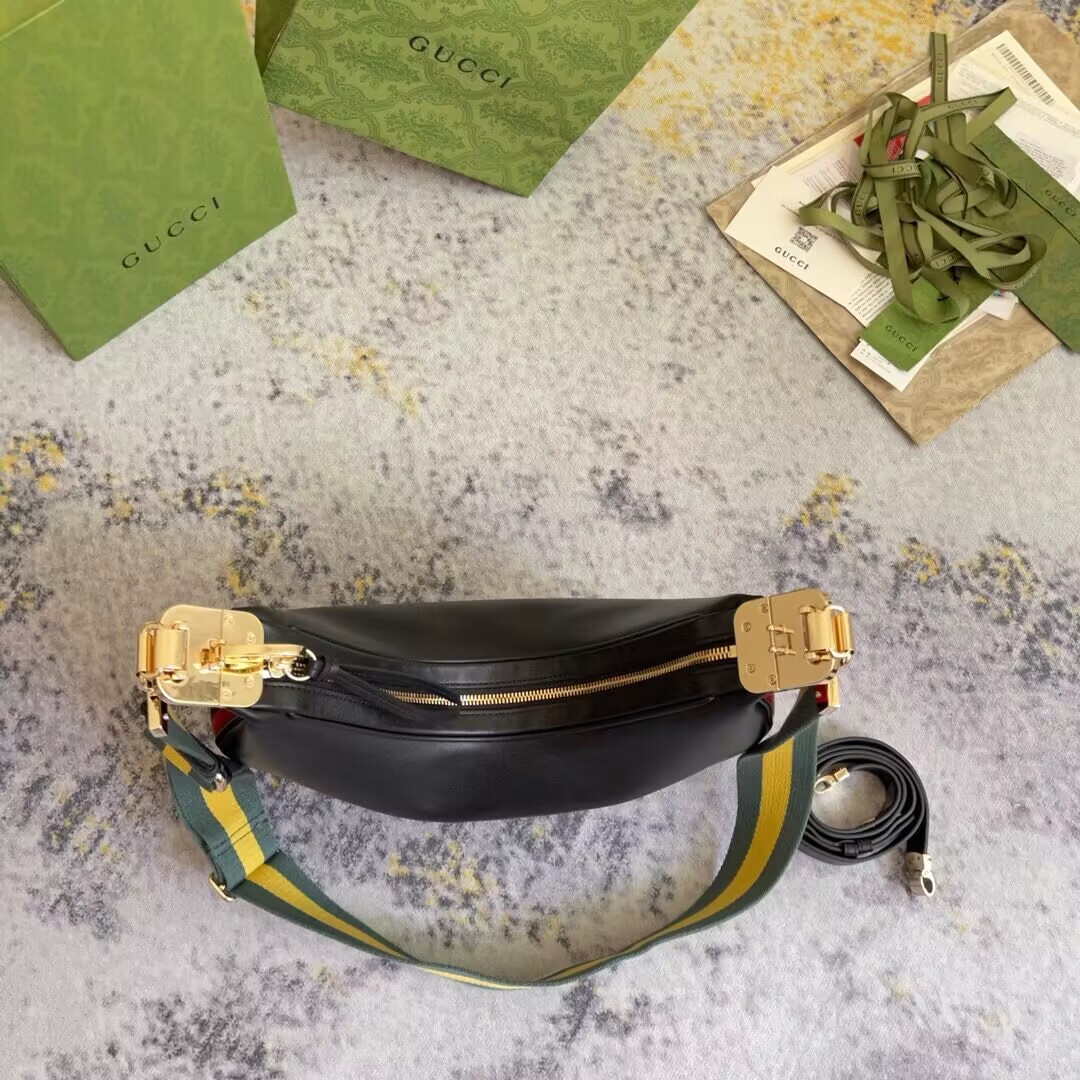 GUCCI ATTACHE MEDIUM SHOULDER BAG BLACK 13.8″W x 12.6″H x 2.4″D