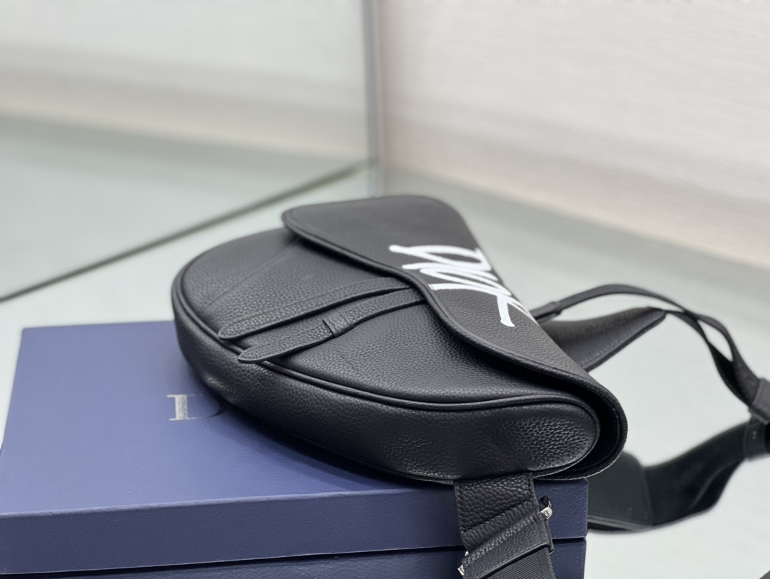 CHRISTIAN DIOR X SHAWN STUSSY Grained Calfskin Saddle 26 x 19 x 4.5 cm