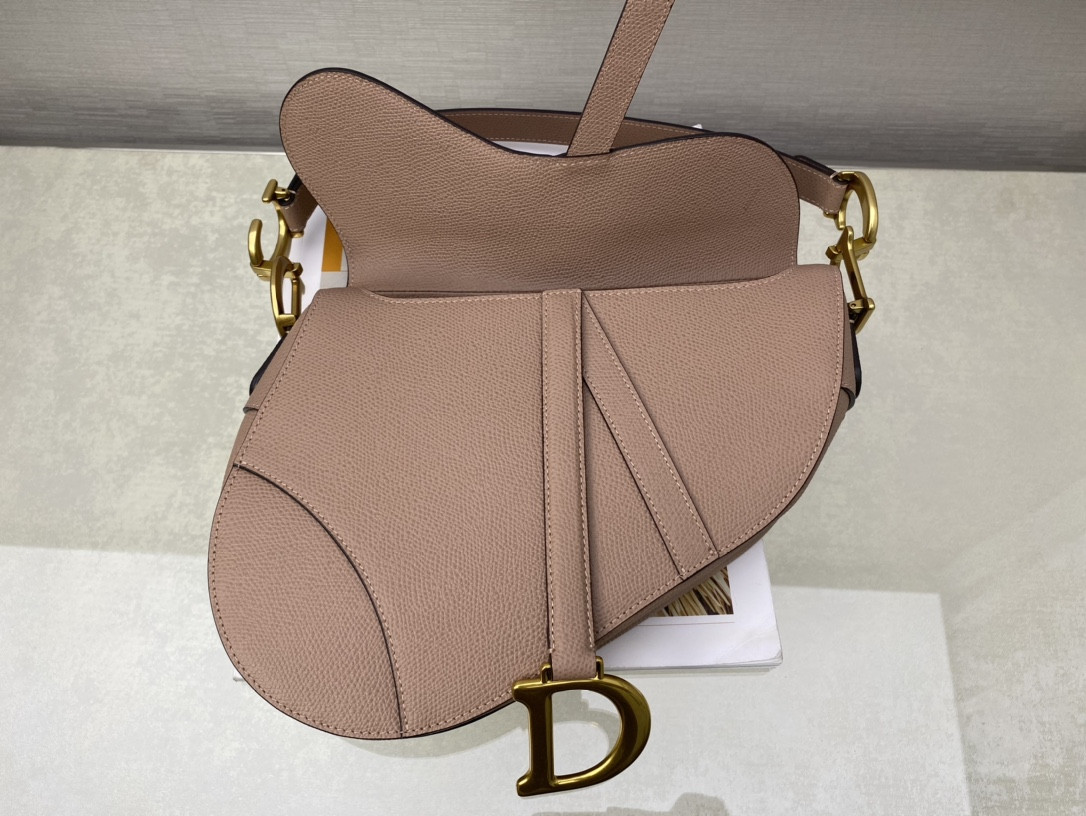 Dior Saddle Bag Warm Taupe Grained Calfskin 25.5x20x6.5cm