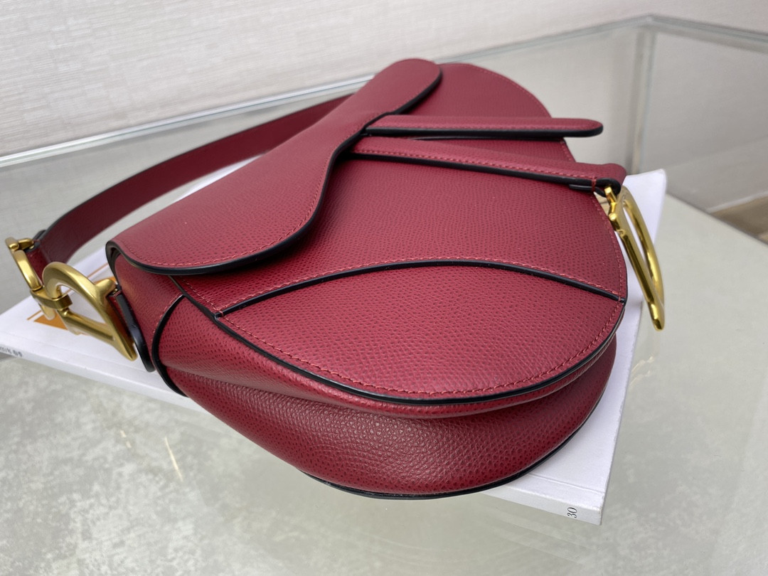 Dior Saddle Bag Amaryllis Red Grained Calfskin 25.5x20x6.5cm