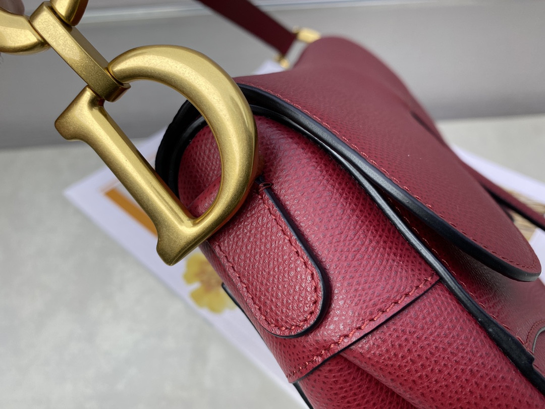 Dior Saddle Bag Amaryllis Red Grained Calfskin 25.5x20x6.5cm