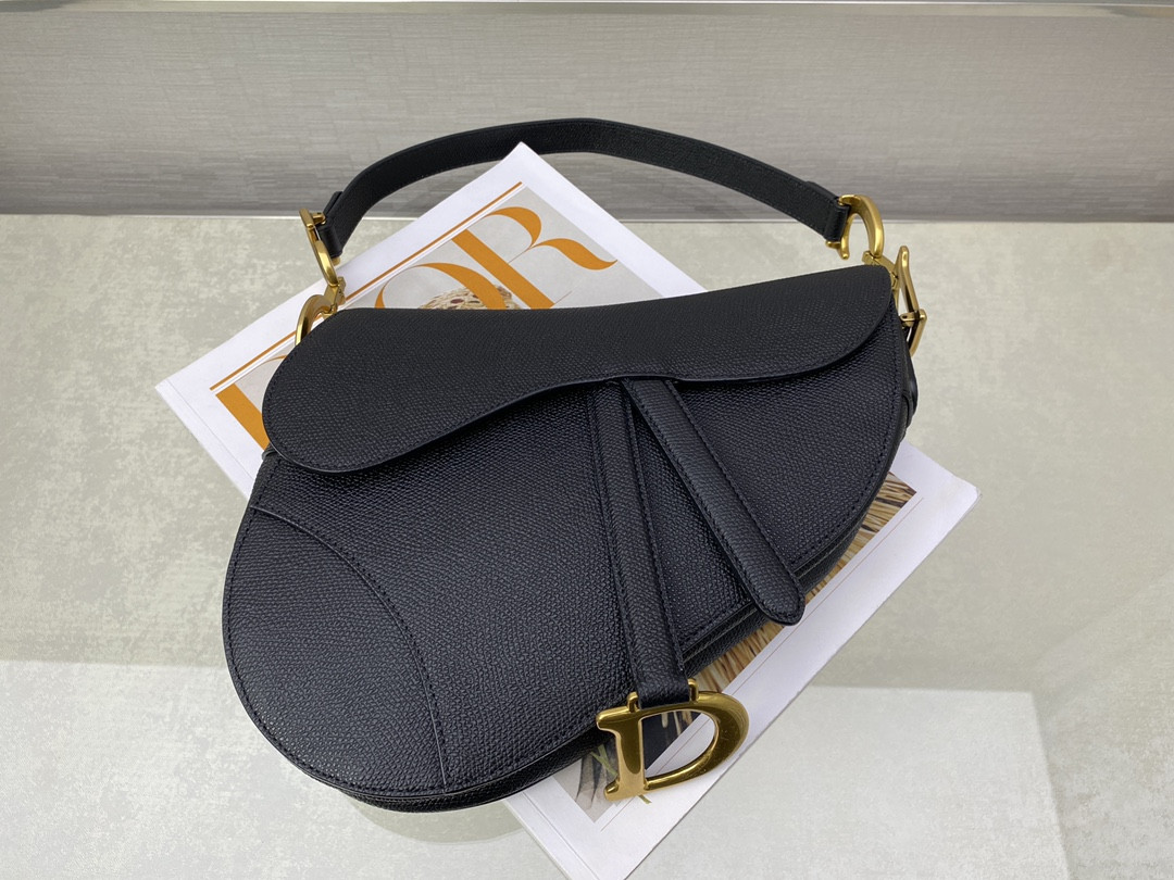 Dior Saddle Bag Indigo Black Grained Calfskin 25.5x20x6.5cm