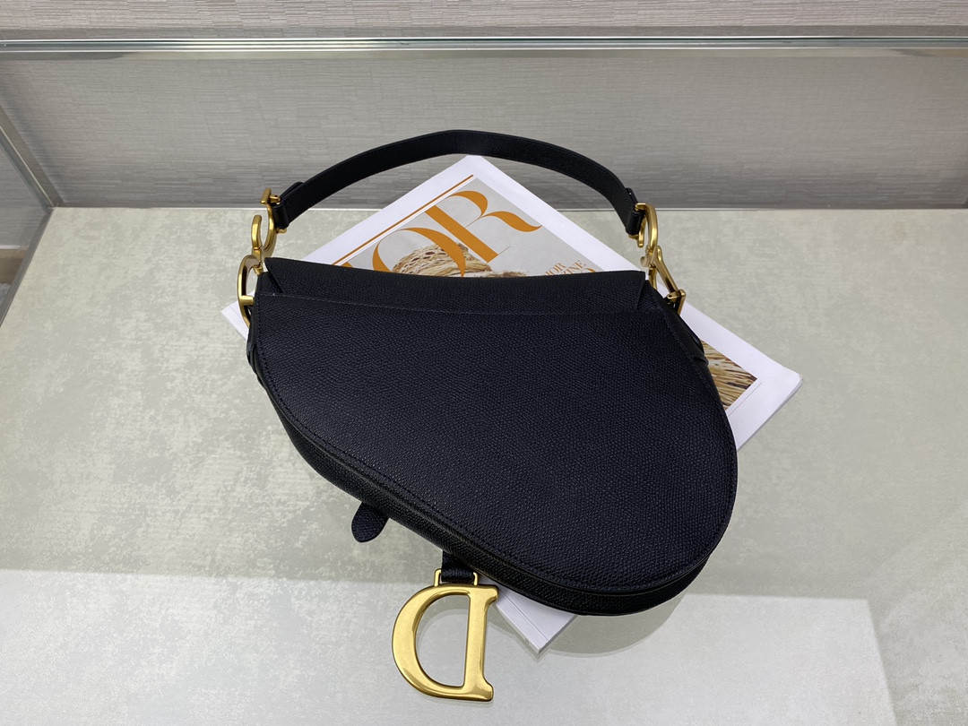 Dior Saddle Bag Indigo Black Grained Calfskin 25.5x20x6.5cm