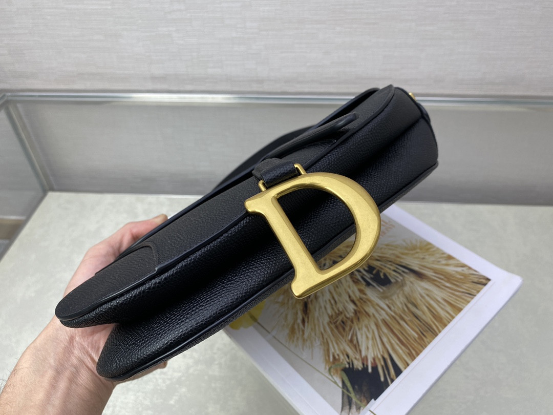 Dior Saddle Bag Indigo Black Grained Calfskin 25.5x20x6.5cm