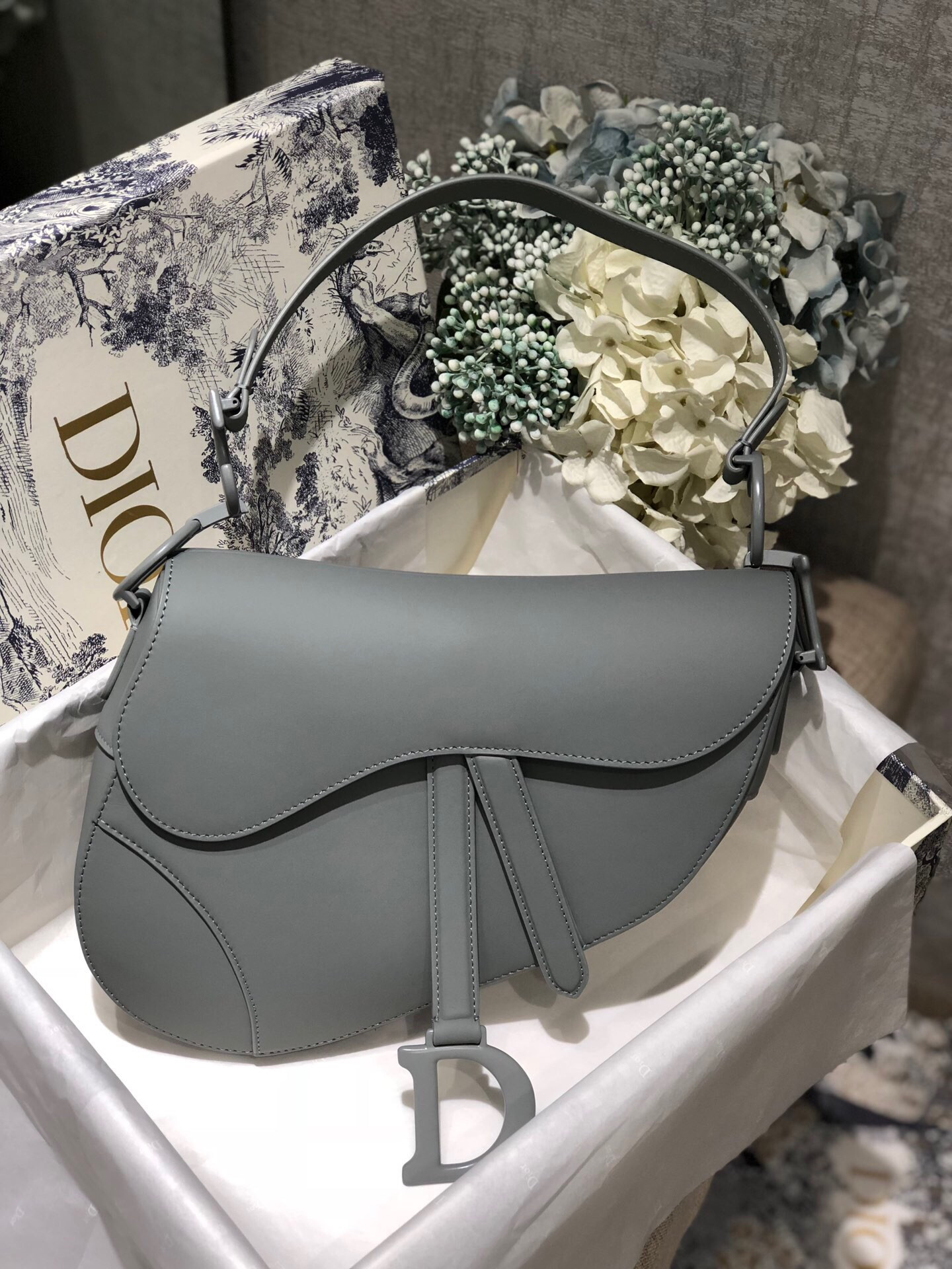 Dior Saddle Bag Placid Blue Smooth Calfskin 25.5x20x6.5cm