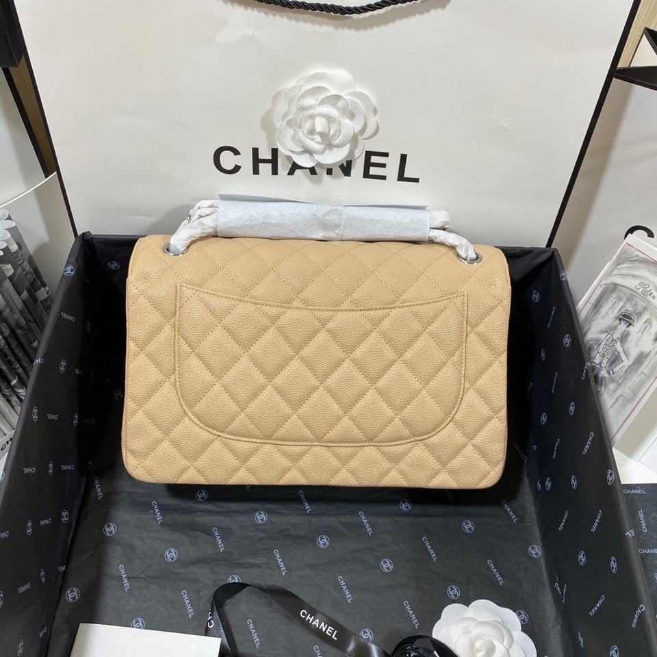 Chanel Classic Flap Jumbo 30cm CF Khaki Silver 7.6 × 11.7 × 3.9 in