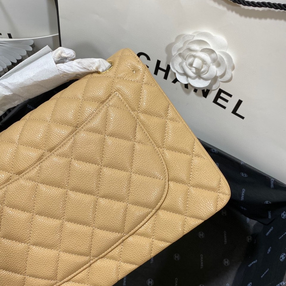 Chanel Classic Flap Jumbo 30cm CF Khaki Gold 7.6 × 11.7 × 3.9 in