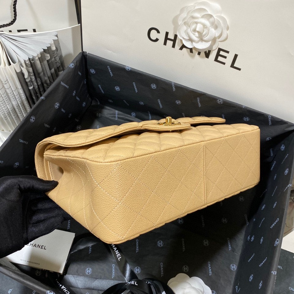 Chanel Classic Flap Jumbo 30cm CF Khaki Gold 7.6 × 11.7 × 3.9 in