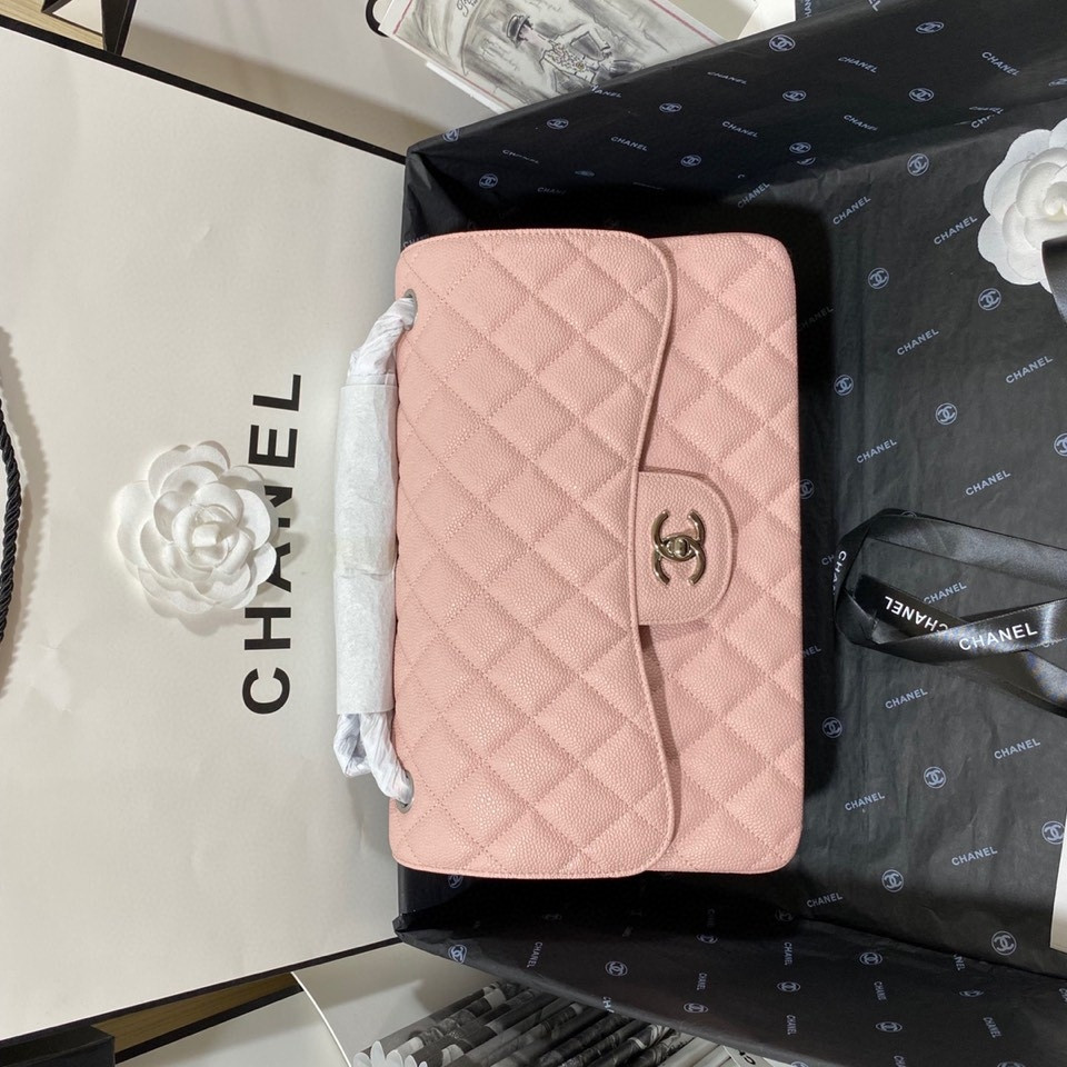 Chanel Classic Flap Jumbo 30cm CF Pink Silver 7.6 × 11.7 × 3.9 in