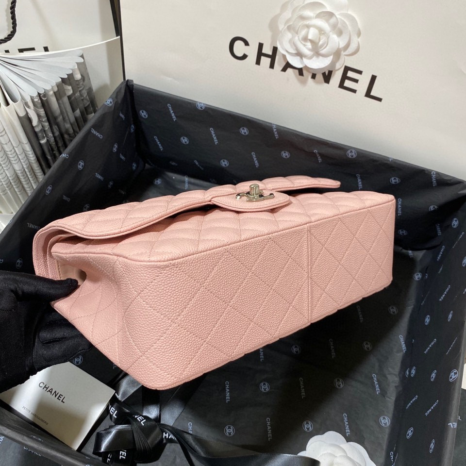Chanel Classic Flap Jumbo 30cm CF Pink Silver 7.6 × 11.7 × 3.9 in
