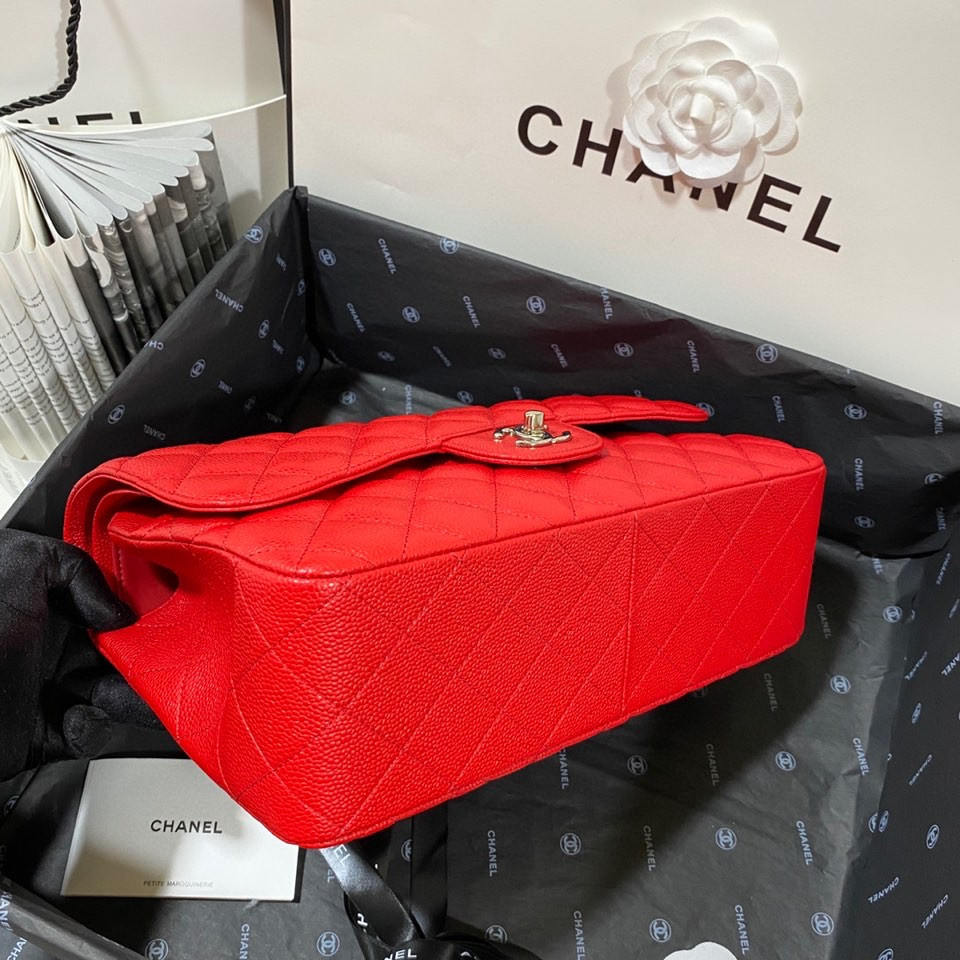 Chanel Classic Flap Jumbo 30cm CF Red Silver7.6 × 11.7 × 3.9 in