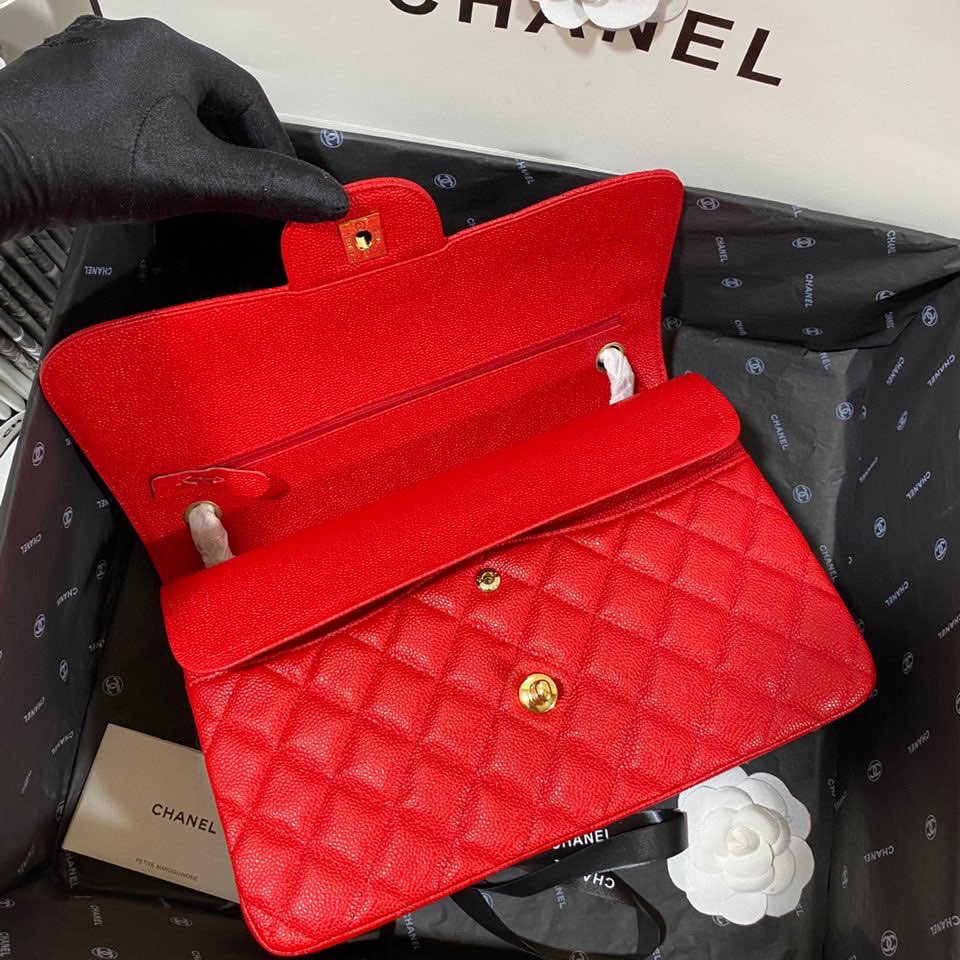 Chanel Classic Flap Jumbo 30cm CF Red Gold 7.6 × 11.7 × 3.9 in