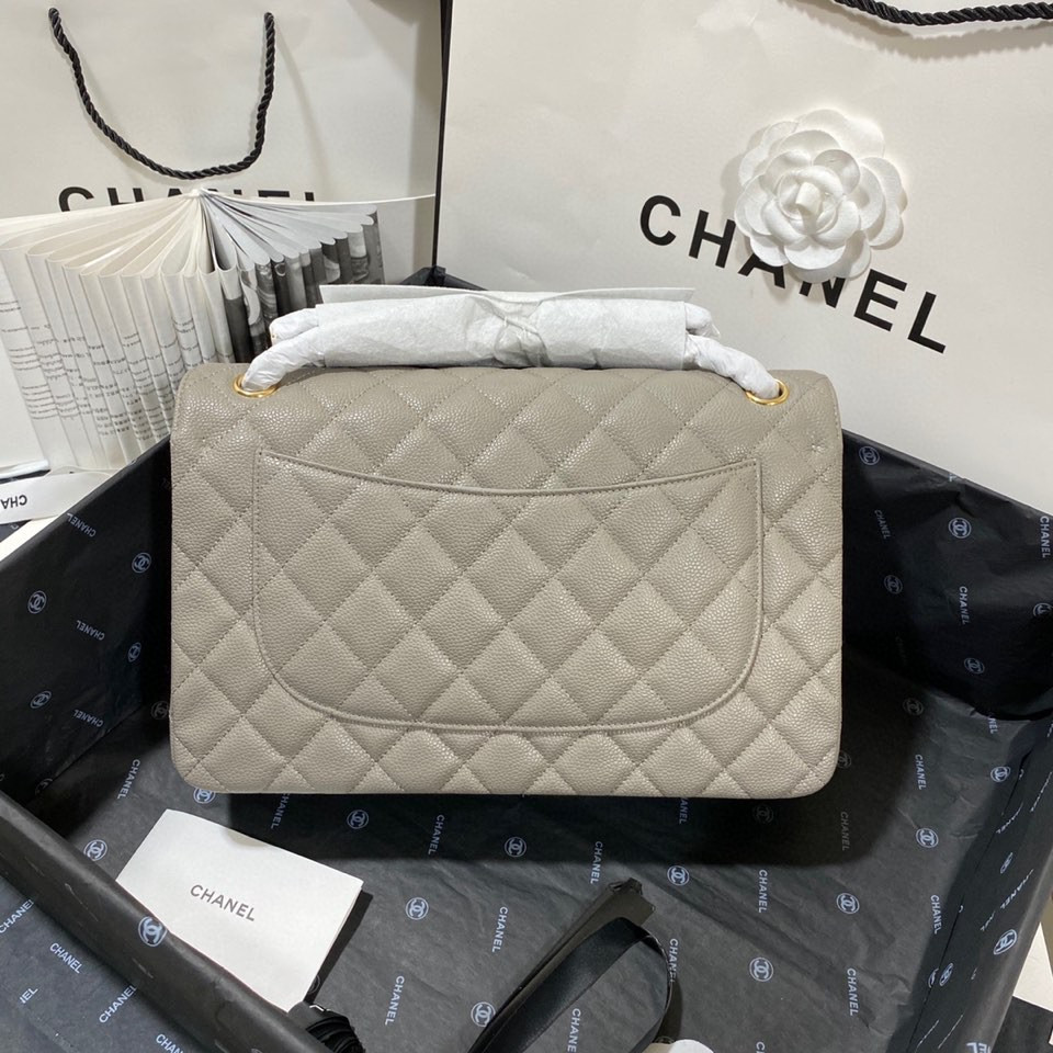 Chanel Classic Flap Jumbo 30cm CF Grey Gold 7.6 × 11.7 × 3.9 in