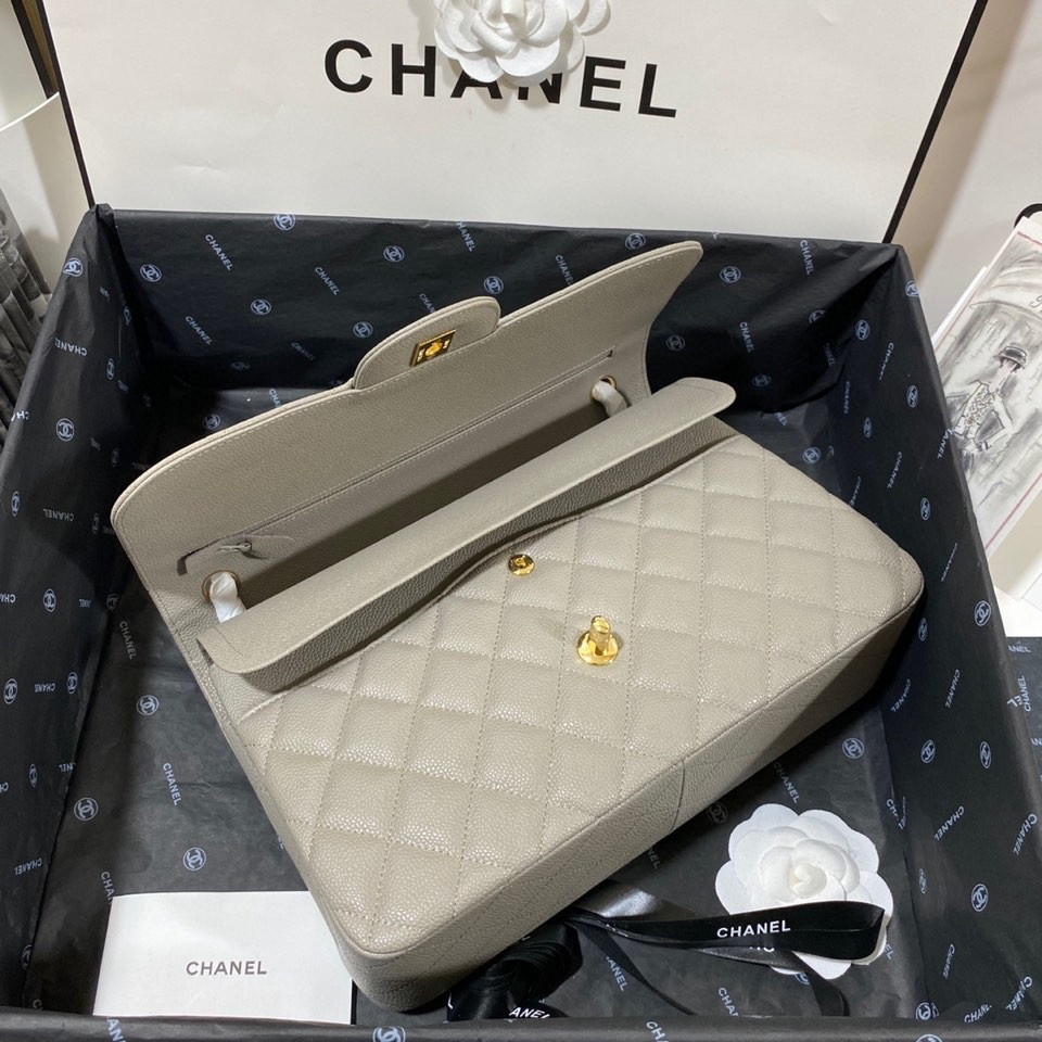 Chanel Classic Flap Jumbo 30cm CF Grey Gold 7.6 × 11.7 × 3.9 in