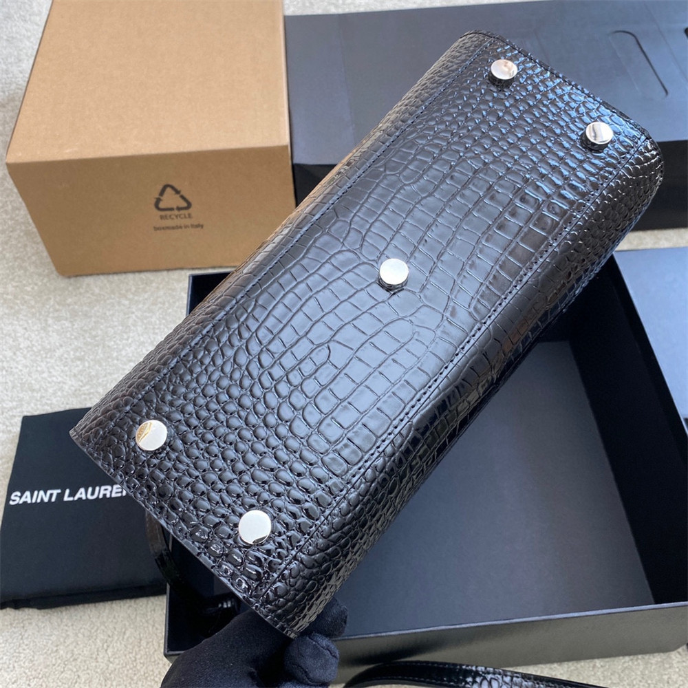 YSL SAC DE JOUR BABY IN CROCODILE EMBOSSED LEATHER BLACK