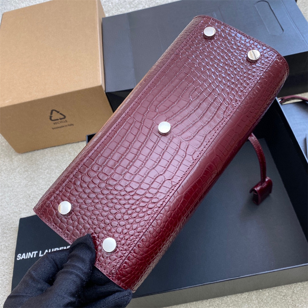 YSL SAC DE JOUR BABY IN CROCODILE EMBOSSED LEATHER RED