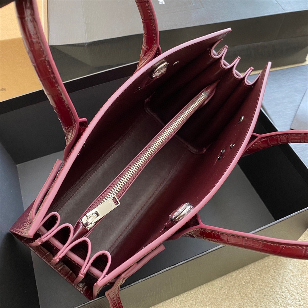 YSL SAC DE JOUR BABY IN CROCODILE EMBOSSED LEATHER RED