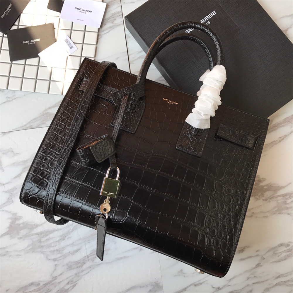 YSL SAC DE JOUR SMALL IN MATTE CROCODILE EMBOSSED LEATHER