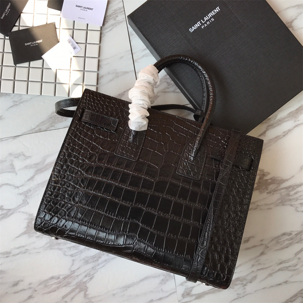YSL SAC DE JOUR SMALL IN MATTE CROCODILE EMBOSSED LEATHER