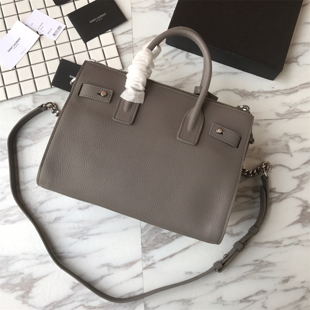YSL SAC DE JOUR BABY IN GRAINED LEATHER GREY