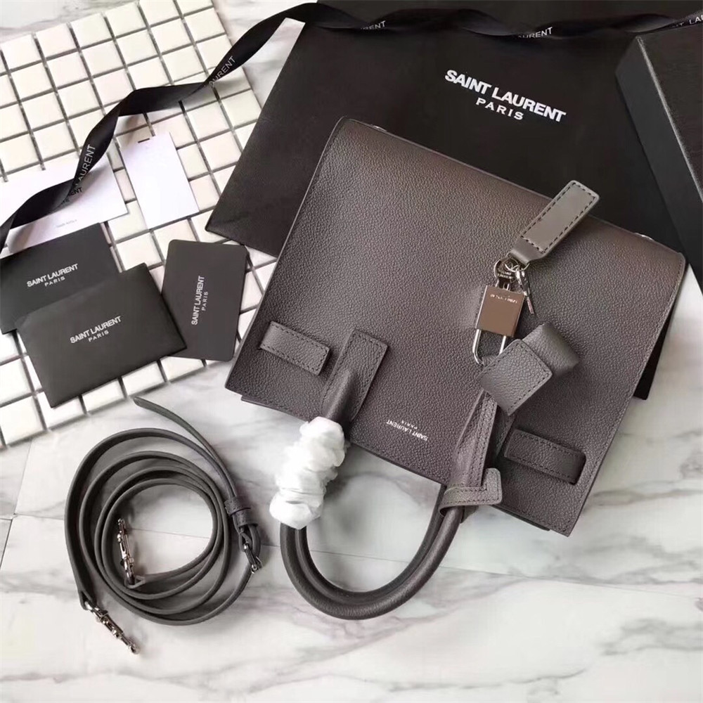 YSL SAC DE JOUR NANO IN GRAINED LEATHER GREY