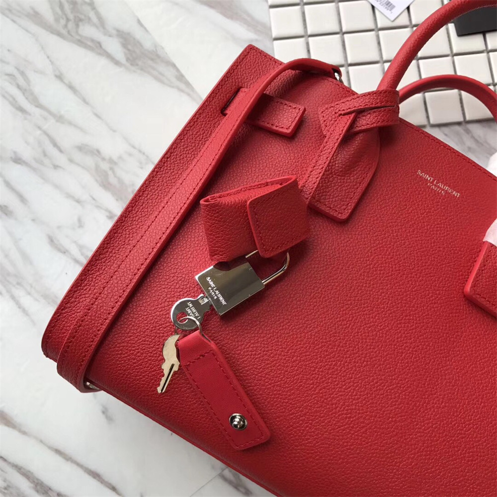 YSL SAC DE JOUR BABY IN GRAINED LEATHER SHINY RED