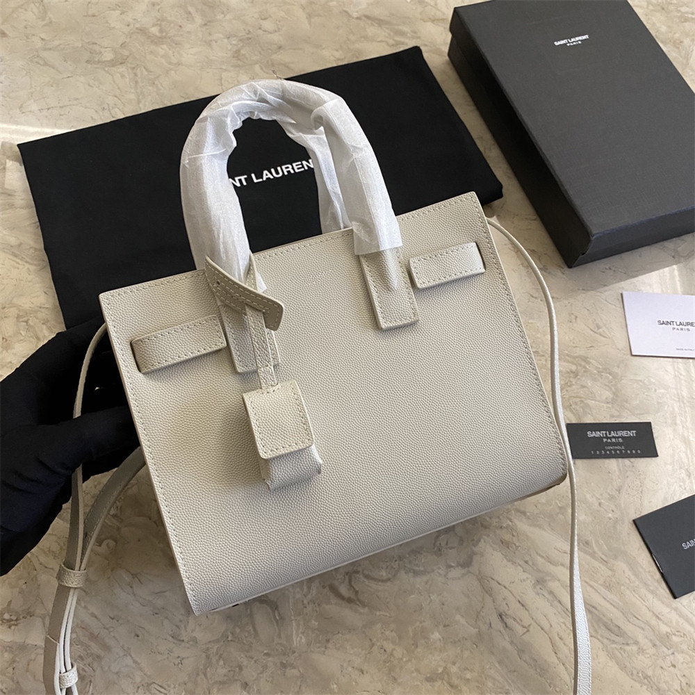YSL SAC DE JOUR NANO IN GRAINED LEATHER WHITE