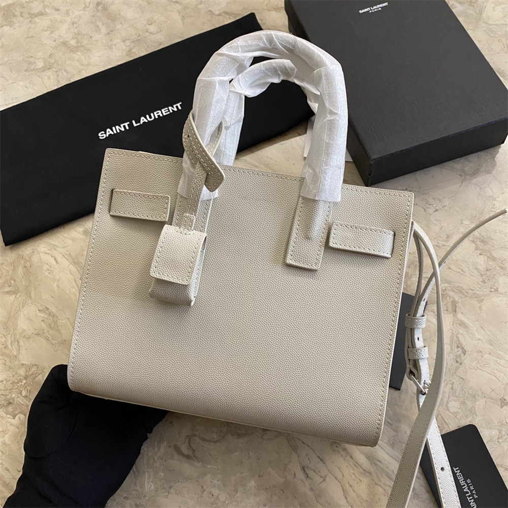 YSL SAC DE JOUR NANO IN GRAINED LEATHER WHITE