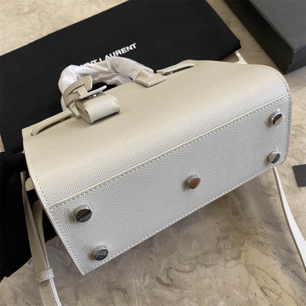 YSL SAC DE JOUR NANO IN GRAINED LEATHER WHITE