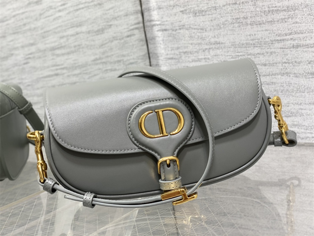 DIOR BOBBY EAST-WEST BAG Latte Box Calfskin Grey