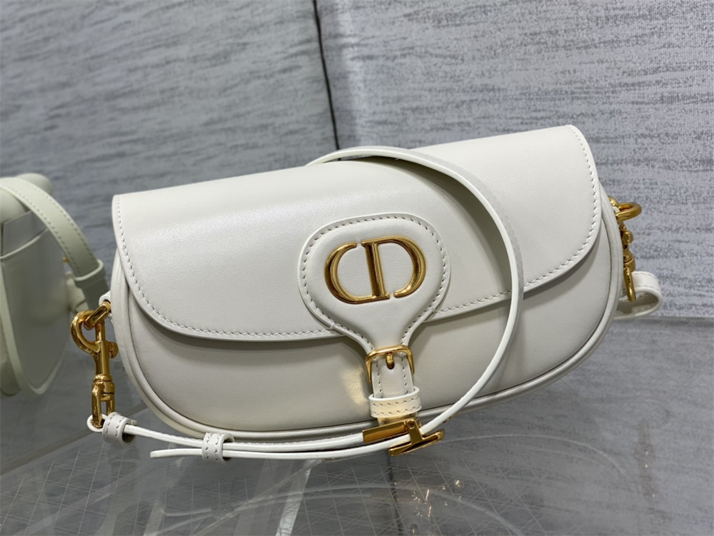 DIOR BOBBY EAST-WEST BAG Latte Box Calfskin white