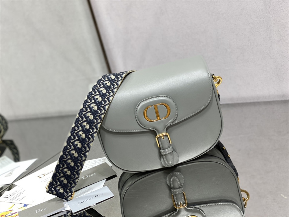 LARGE DIOR BOBBY BAG Grey Box Calfskin